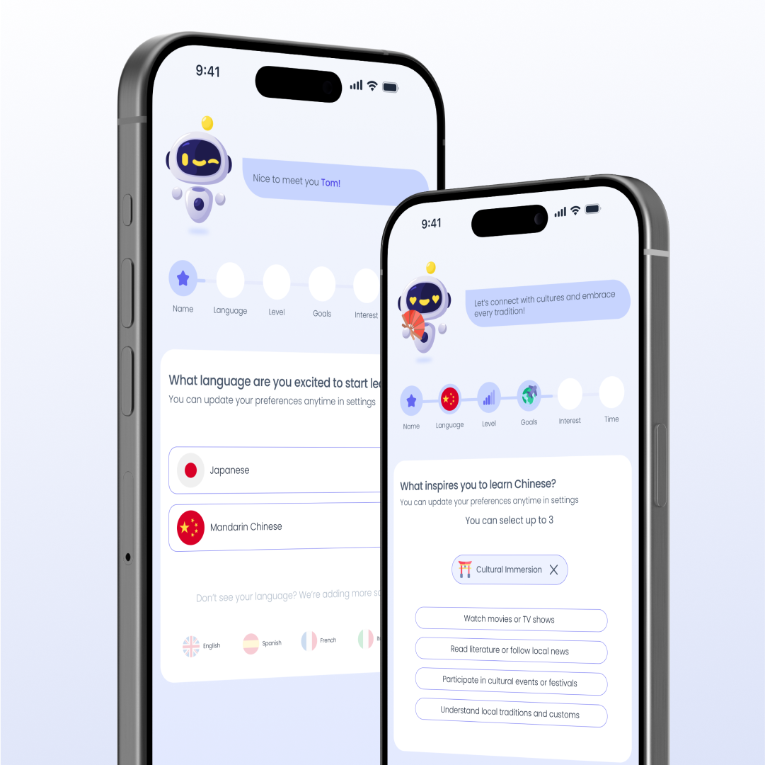 Mila AI — personalised onboarding flow